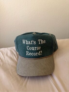 What's The Course Record? Green and Gray Men's Baseball SnapBack Cap Hat